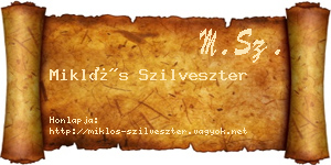 Miklós Szilveszter névjegykártya